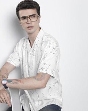 printed shirt with cuban collar