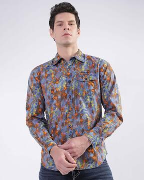 printed shirt with flap pocket