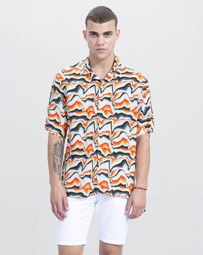 printed shirt with notched lapel