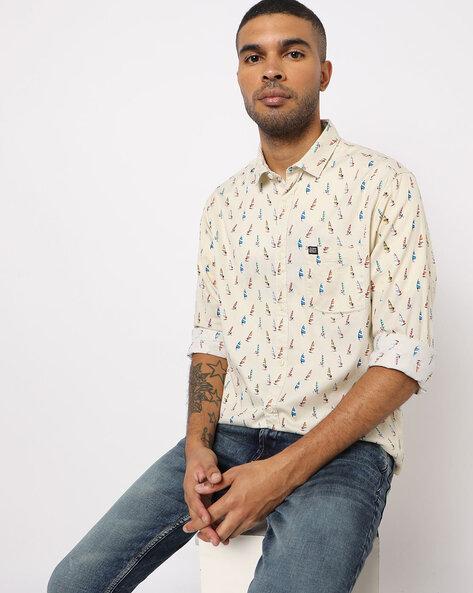 printed shirt with patch pocket