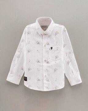 printed shirt with patch pockets