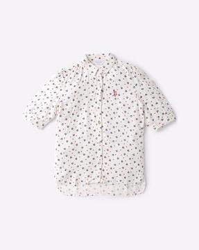printed shirt with puff sleeves
