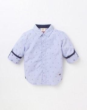 printed shirt with roll-up sleeves