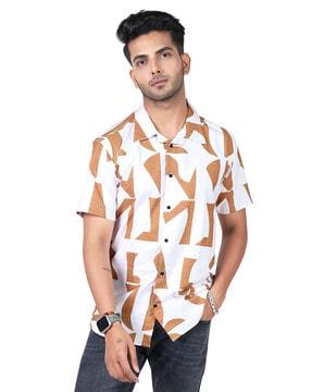 printed shirt with spread  collar