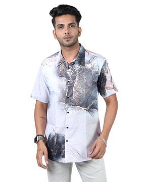 printed shirt with spread  collar