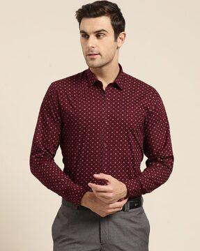 printed shirt with spread collar