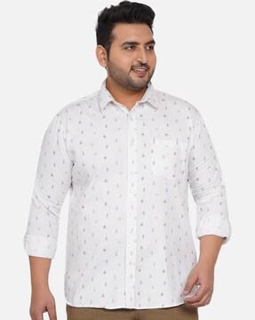 printed shirt with spread collar