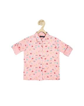 printed shirt with spread collar