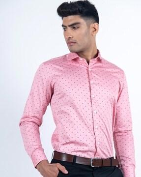 printed shirt with spread collar