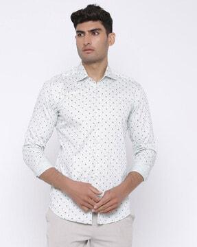 printed shirt with spread collar