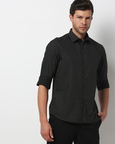 printed shirt with spread collar