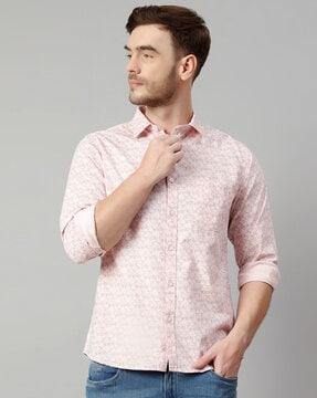 printed shirt with spread collar