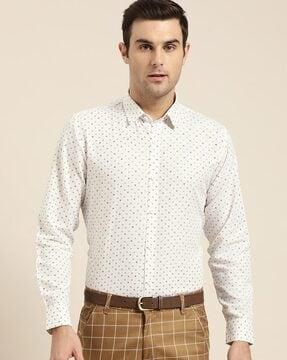 printed shirt with spread collar