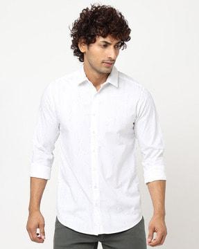 printed shirt with spread collar