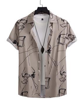 printed shirt with spread collar