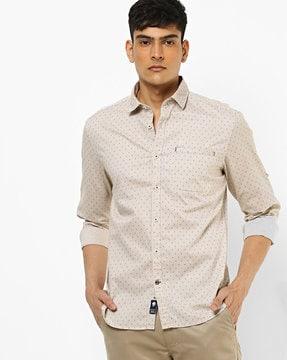 printed shirt with welt pocket