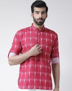 printed short kurta with patch pocket