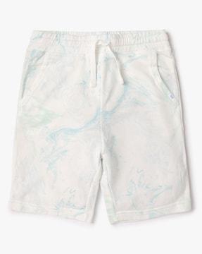 printed shorts with drawstring elasticated waist
