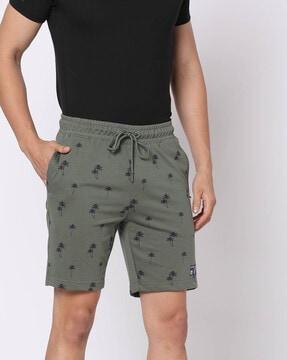 printed shorts with elasticated drawstring waist