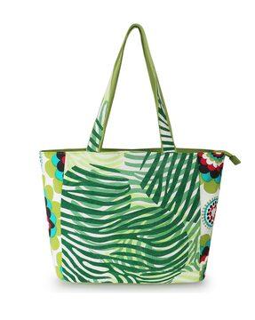 printed shoulder handbag with zip closure