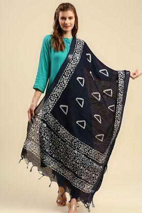 printed silk blend womens festive wear dupatta - indigo