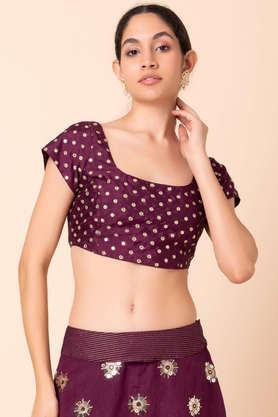 printed silk casual wear women's blouse - purple