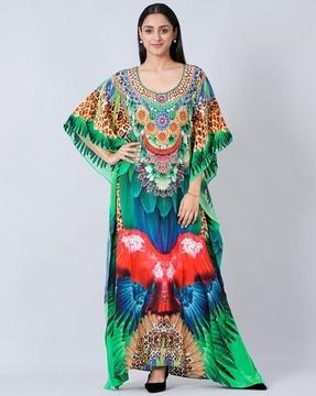 printed silk kaftan dress