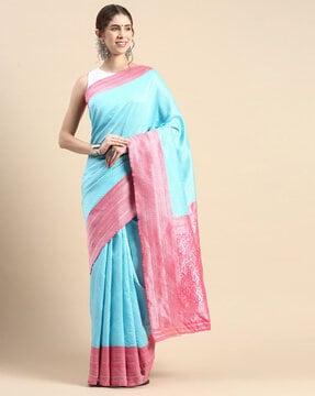 printed silk saree with contrast border