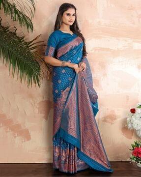 printed silk saree with contrast border