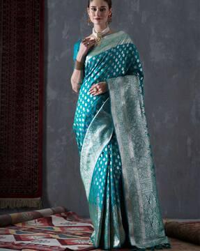 printed silk saree with tassels