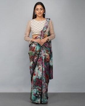 printed silk saree