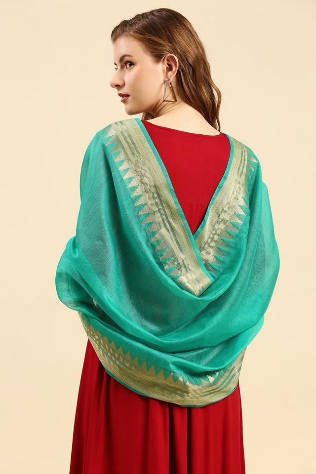 printed silk womens festive wear dupatta - sea green