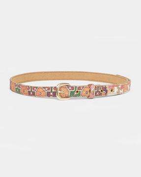 printed skinny belt