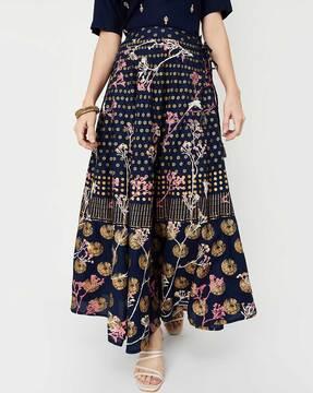 printed skirt with drawstring waist