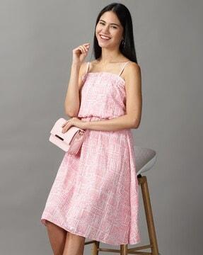 printed sleeveless a-line dress