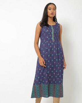 printed sleeveless a-line kurta