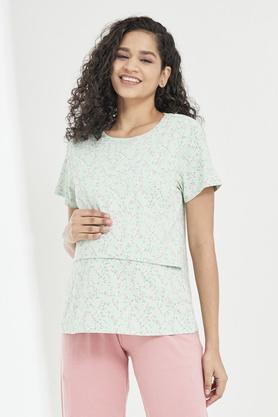 printed sleeveless cotton blend women's maternity wear dress - sage