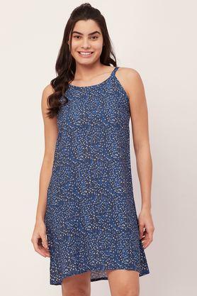 printed sleeveless night dress women�s cami sleep dress - blue