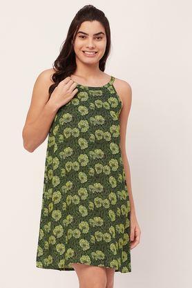 printed sleeveless night dress women�s cami sleep dress - green