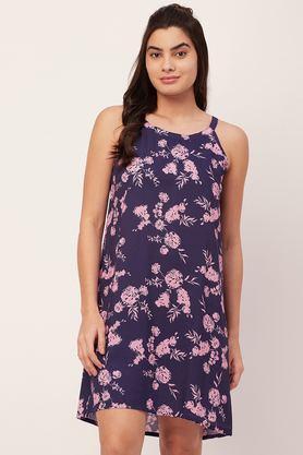 printed sleeveless night dress women�s cami sleep dress - navy