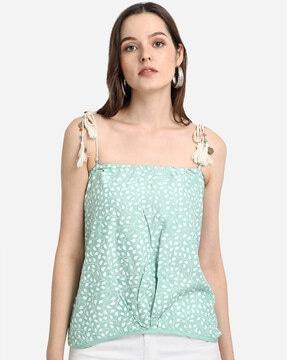 printed sleeveless top