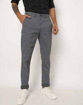 printed slim fit chinos with insert pockets