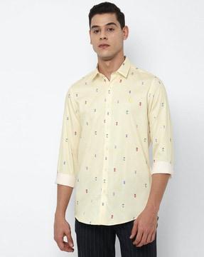 printed slim fit cotton shirt