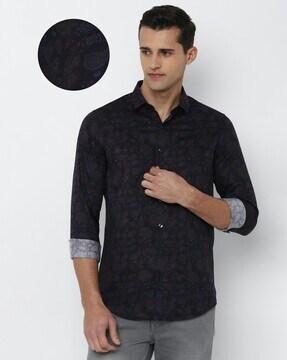 printed slim fit cotton shirt