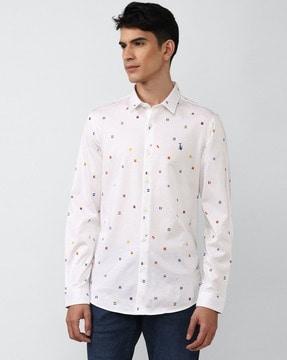 printed slim fit cotton shirt