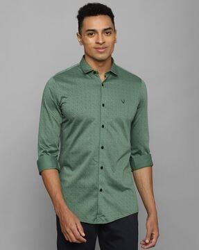 printed slim fit cotton shirt