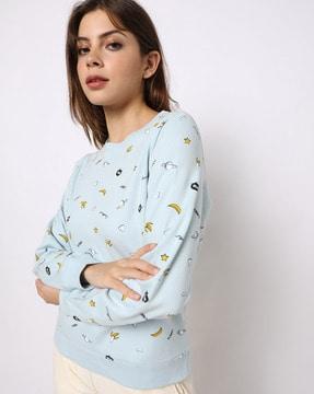 printed slim fit crew-neck sweatshirt