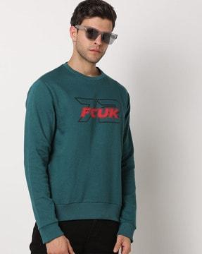 printed slim fit crew-neck sweatshirt