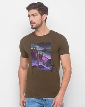 printed slim fit crew-neck t-shirt