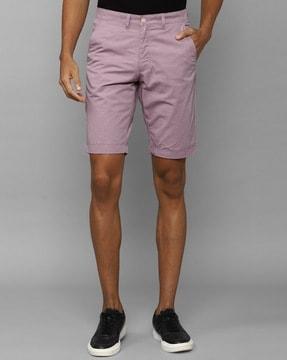 printed slim fit flat-front shorts